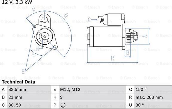 BOSCH 0 986 011 150 - Starteris autospares.lv