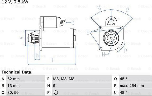 BOSCH 0 986 011 891 - Starteris autospares.lv