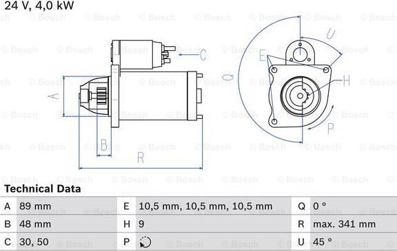 BOSCH 0 986 011 280 - Стартер www.autospares.lv