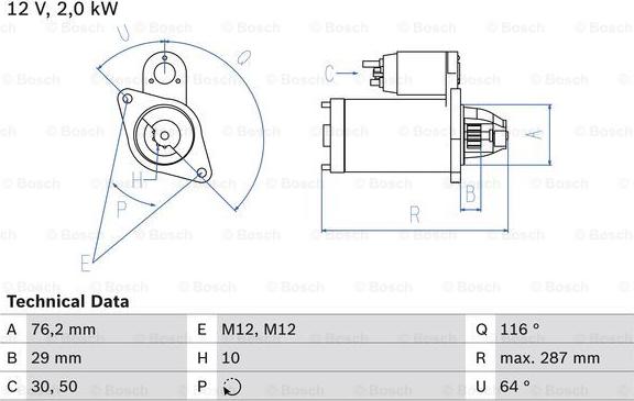 BOSCH 0 986 018 020 - Starteris autospares.lv