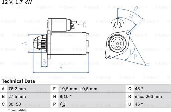 BOSCH 0 986 018 070 - Starter www.autospares.lv