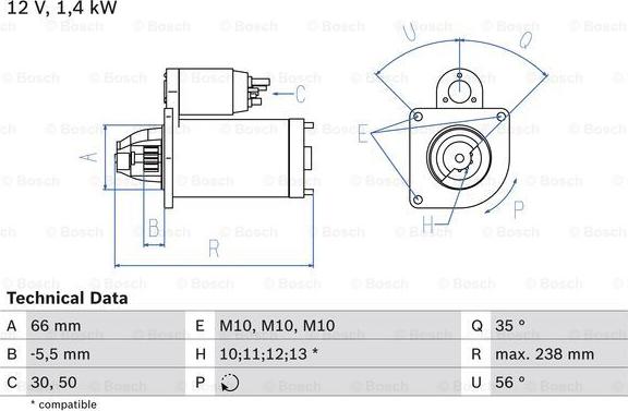 BOSCH 0 986 018 310 - Starteris autospares.lv