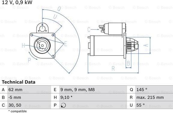 BOSCH 0 986 013 850 - Стартер www.autospares.lv