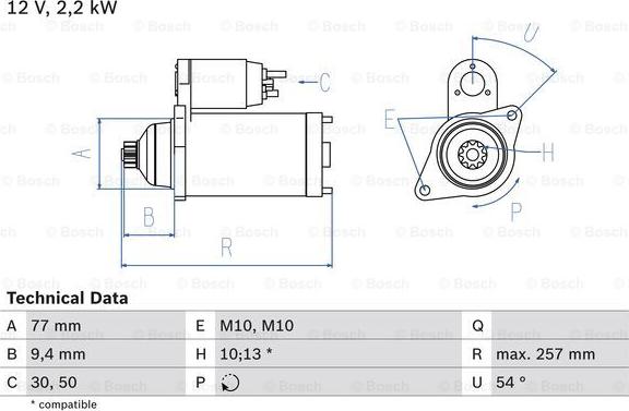 BOSCH 0 986 017 611 - Starteris autospares.lv