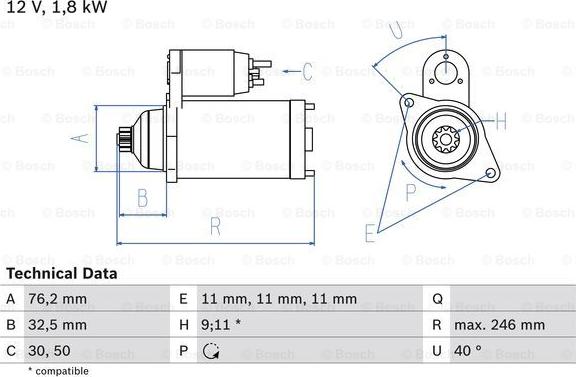 BOSCH 0 986 017 000 - Стартер www.autospares.lv