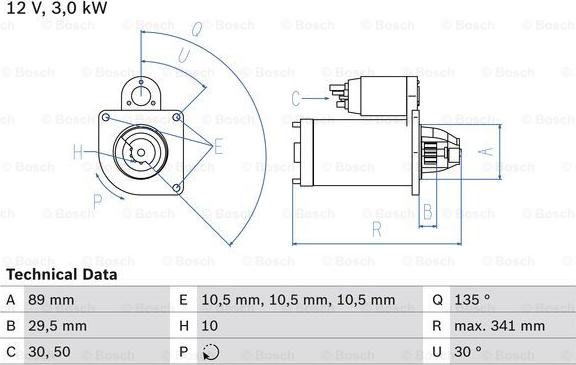 BOSCH 0 986 017 750 - Стартер www.autospares.lv