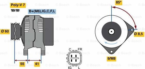 BOSCH 0 986 080 730 - Генератор www.autospares.lv