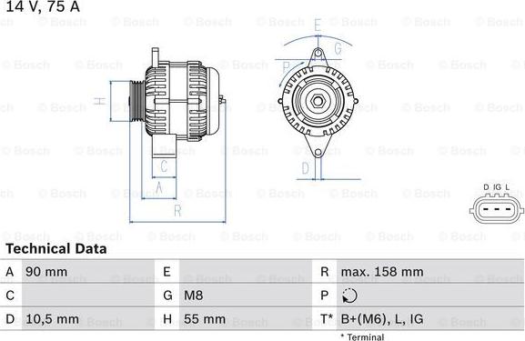 BOSCH 0 986 082 830 - Генератор www.autospares.lv