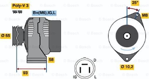 BOSCH 0 986 035 111 - Ģenerators www.autospares.lv