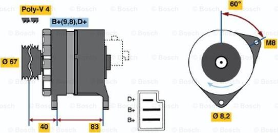 BOSCH 0 986 036 611 - Генератор www.autospares.lv