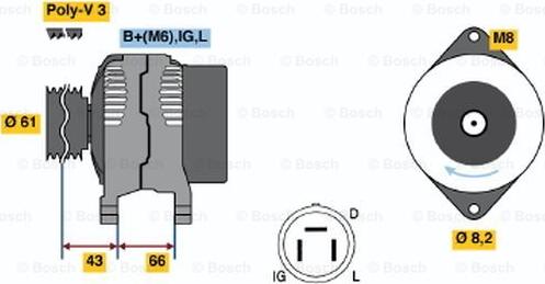 BOSCH 0 986 038 471 - Генератор www.autospares.lv