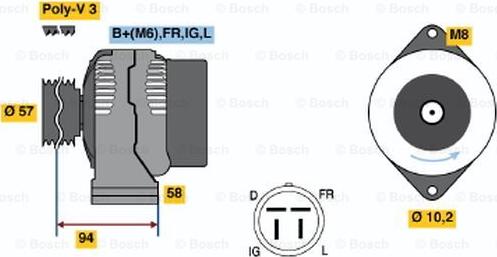 BOSCH 0 986 038 571 - Alternator www.autospares.lv