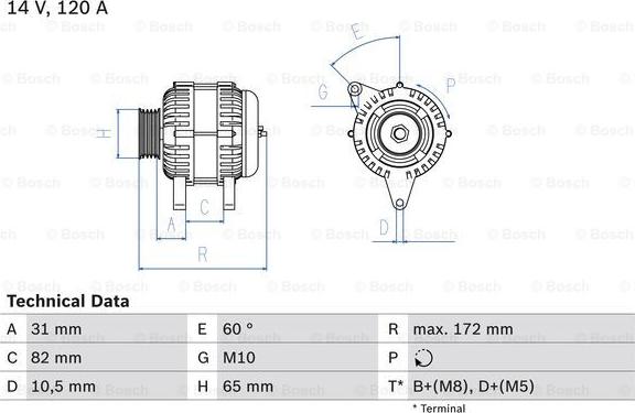 BOSCH 0 986 038 180 - Генератор www.autospares.lv