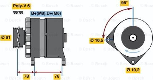 BOSCH 0 986 038 330 - Генератор www.autospares.lv