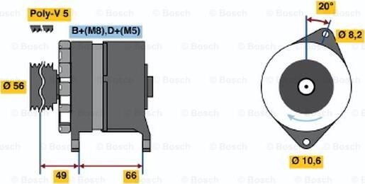 BOSCH 0 986 037 801 - Генератор www.autospares.lv