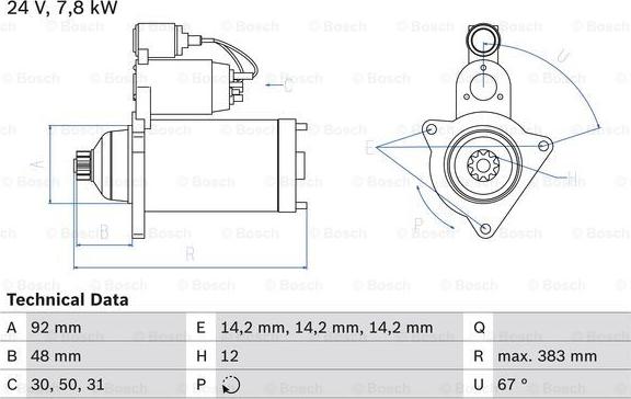 BOSCH 0 986 024 990 - Starteris autospares.lv