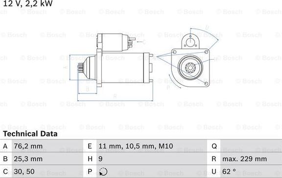 BOSCH 0 986 024 050 - Starter www.autospares.lv