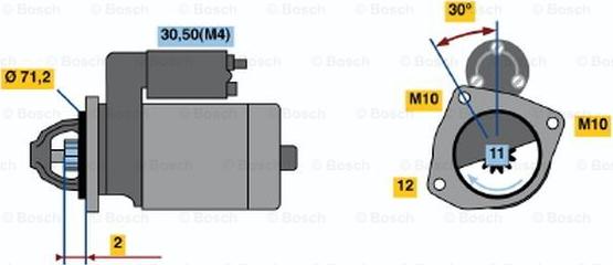 BOSCH 0 986 020 121 - Стартер www.autospares.lv