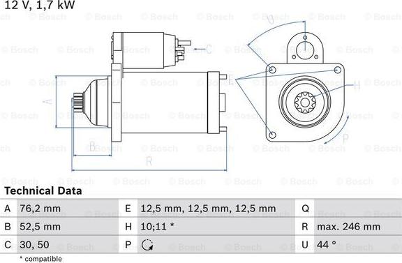 BOSCH 0 986 020 250 - Starteris autospares.lv