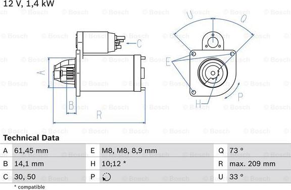 BOSCH 0 986 022 121 - Starter www.autospares.lv