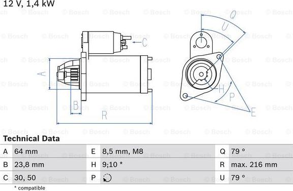 BOSCH 0 986 022 730 - Starter www.autospares.lv