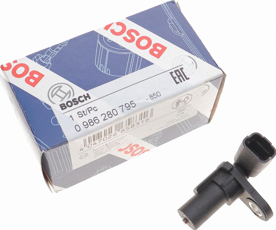 BOSCH 0 986 280 795 - Impulsu devējs, Kloķvārpsta www.autospares.lv