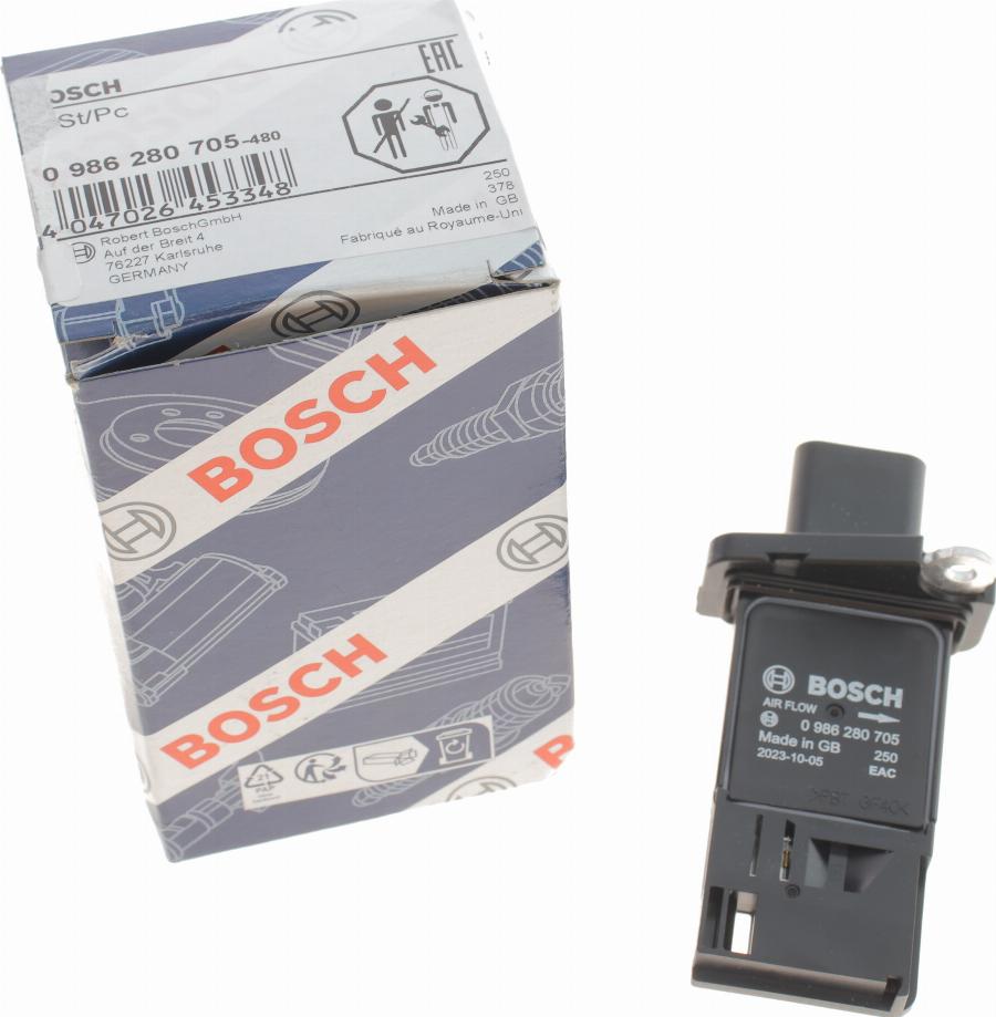 BOSCH 0 986 280 705 - Gaisa masas mērītājs www.autospares.lv