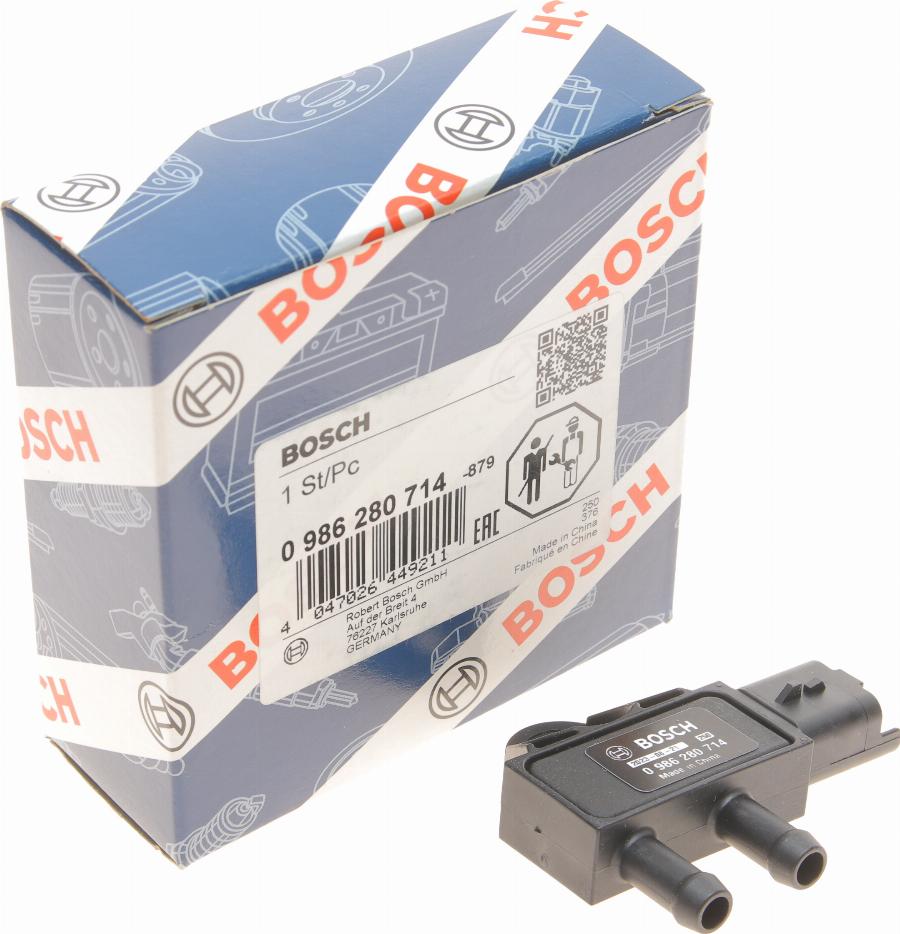 BOSCH 0 986 280 714 - Devējs, Izplūdes gāzu spiediens www.autospares.lv