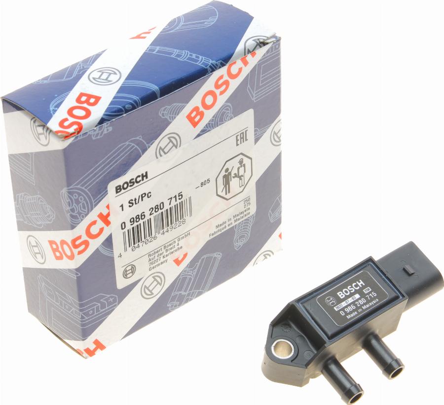 BOSCH 0 986 280 715 - Devējs, Izplūdes gāzu spiediens www.autospares.lv