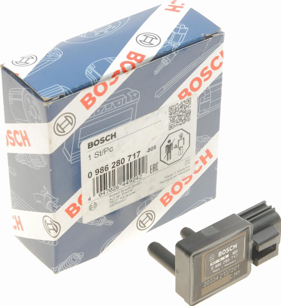 BOSCH 0 986 280 717 - Devējs, Izplūdes gāzu spiediens www.autospares.lv