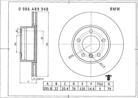 BOSCH 0 986 AB9 948 - Bremžu diski www.autospares.lv