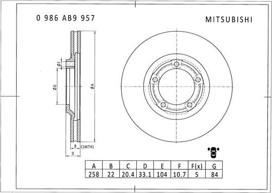 BOSCH 0 986 AB9 957 - Bremžu diski www.autospares.lv