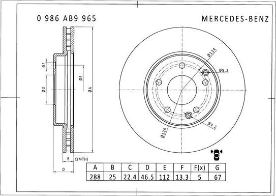 BOSCH 0 986 AB9 965 - Bremžu diski www.autospares.lv