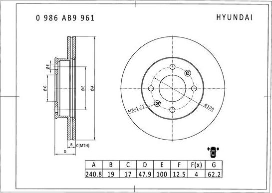 BOSCH 0 986 AB9 961 - Bremžu diski www.autospares.lv