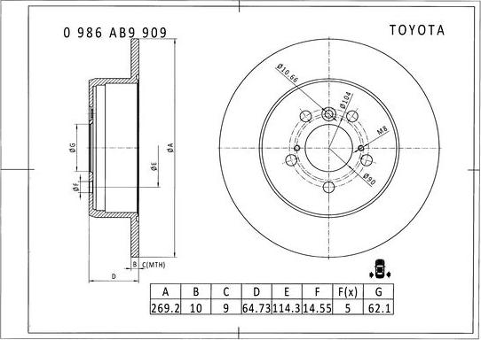 BOSCH 0 986 AB9 909 - Bremžu diski www.autospares.lv