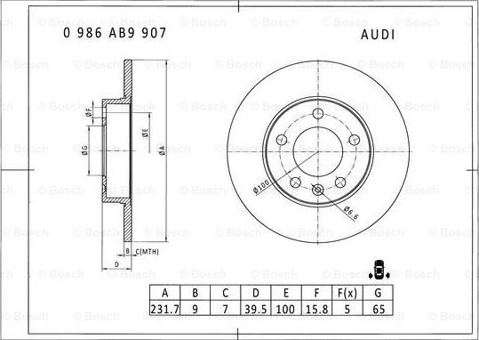 BOSCH 0 986 AB9 907 - Bremžu diski www.autospares.lv