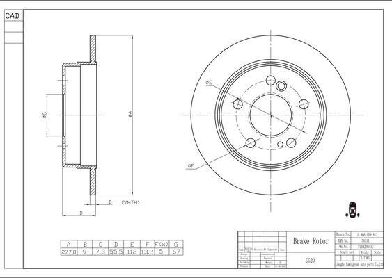 BOSCH 0 986 AB9 912 - Bremžu diski www.autospares.lv