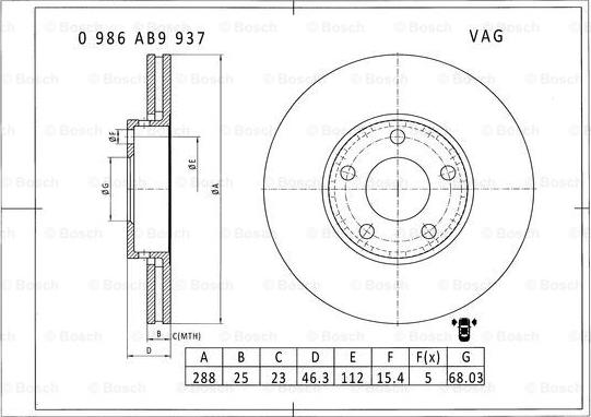 BOSCH 0 986 AB9 937 - Bremžu diski www.autospares.lv