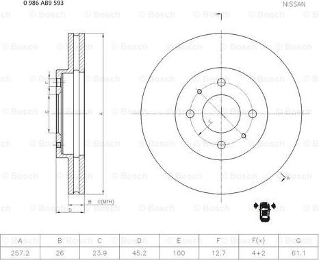 BOSCH 0 986 AB9 593 - Bremžu diski www.autospares.lv