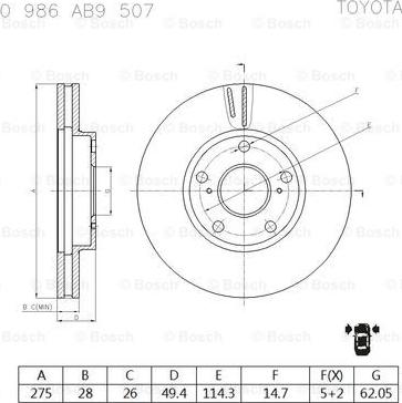 BOSCH 0 986 AB9 507 - Bremžu diski www.autospares.lv