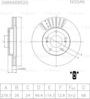 BOSCH 0 986 AB9 520 - Bremžu diski autospares.lv