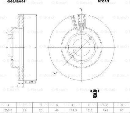 BOSCH 0 986 AB9 694 - Bremžu diski autospares.lv