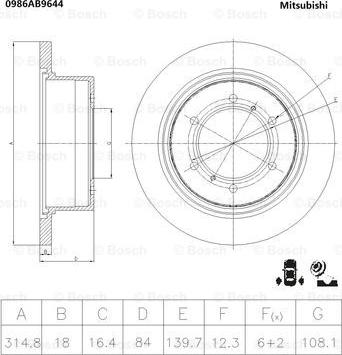 BOSCH 0 986 AB9 644 - Brake Disc www.autospares.lv