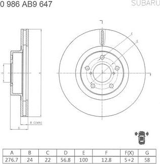 BOSCH 0 986 AB9 647 - Bremžu diski www.autospares.lv