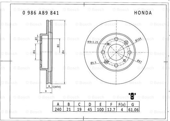 BOSCH 0 986 AB9 841 - Bremžu diski www.autospares.lv