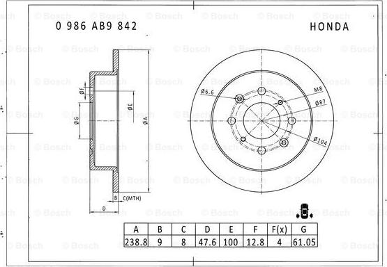 BOSCH 0 986 AB9 842 - Bremžu diski www.autospares.lv