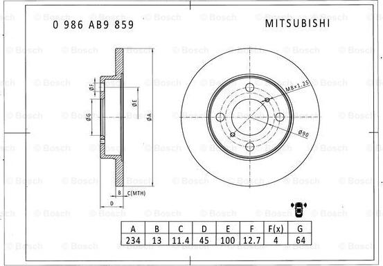 BOSCH 0 986 AB9 859 - Bremžu diski www.autospares.lv