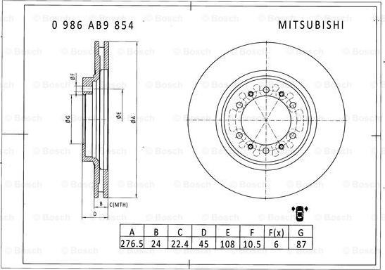 BOSCH 0 986 AB9 854 - Bremžu diski www.autospares.lv