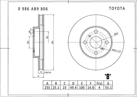 BOSCH 0 986 AB9 806 - Bremžu diski autospares.lv