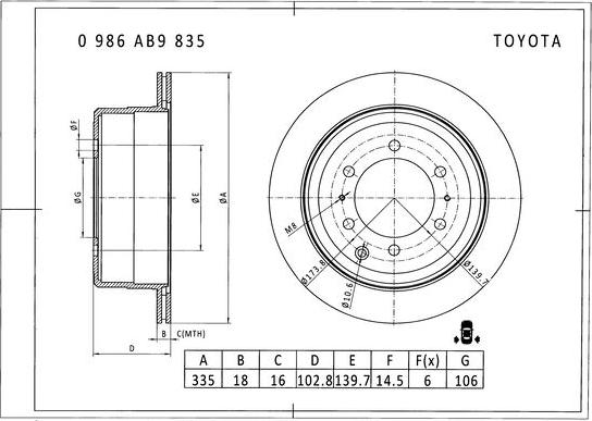 BOSCH 0 986 AB9 835 - Bremžu diski www.autospares.lv